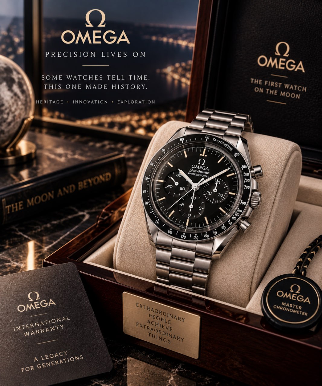 Omega chronograph with a steel bracelet